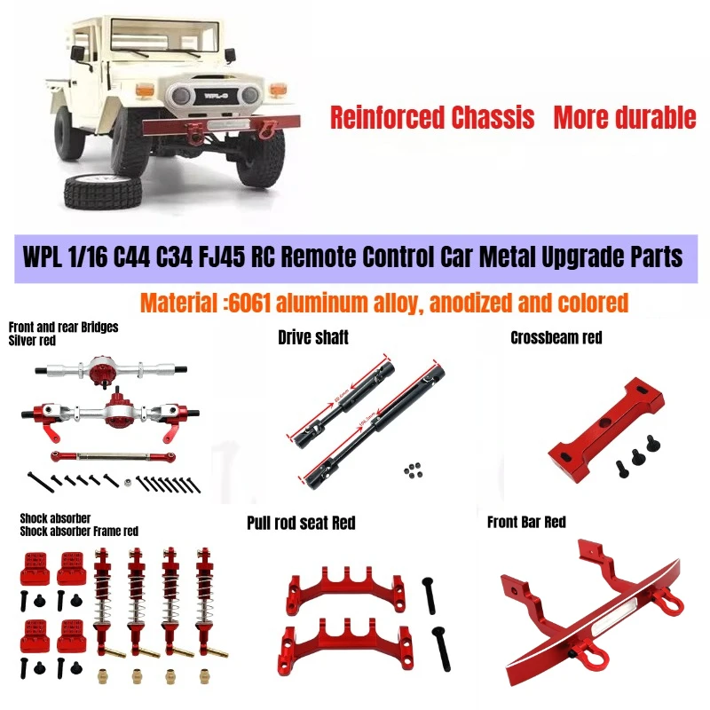 WPL 1/16 C44 C34 FJ45 RC Remote Control Car Metal Accessories Collection Chassis Reinforcement Upgrade Modification Front Bar