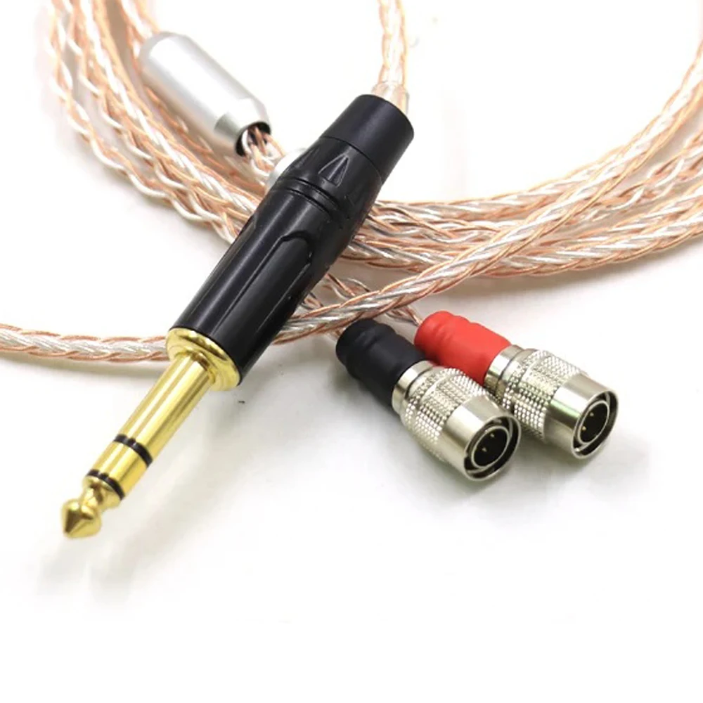 8 cores Copper Silver Braided Headphone Upgrade Cable for Dan Clark Audio Mr Speakers Ether Alpha Dog Prime
