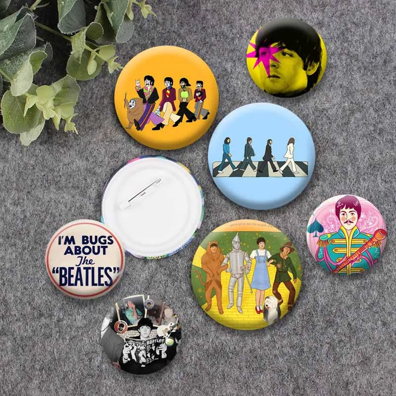 Rock Band The B-Beatles Coin Brooch Music Singer Button Badge Round Lapel Pins Daily Fashion Jewelry Accessories Gift for Friend