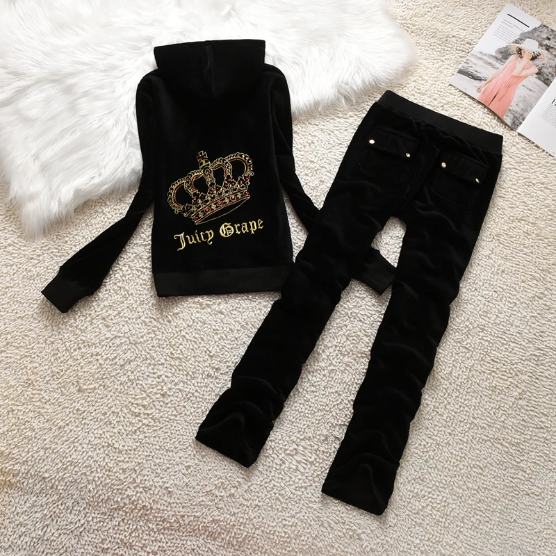 Y2K Velvet Tracksuit Suit Winter Casual Women Velvet Sportswear 2pc Suit Women Velvet Suit Pants