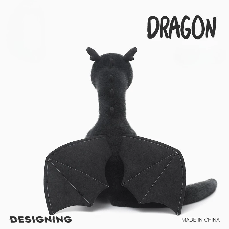 Dragon Cub Peluche Nero Adorabile Peluche Lenitivo Cuscino per il Sonno Bambola Regalo di Compleanno