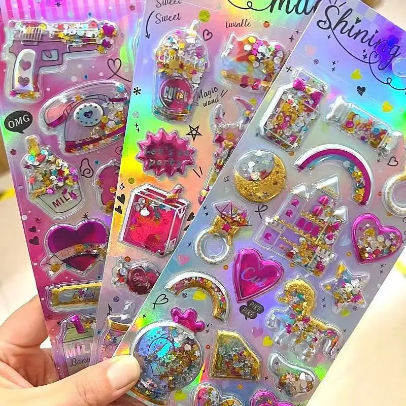 

Children's 3D Gem Crystal Diamond Stickers Girl Reward Sticker Kids DIY Decoration Phone Case Sticker Girls Crystal Stickers