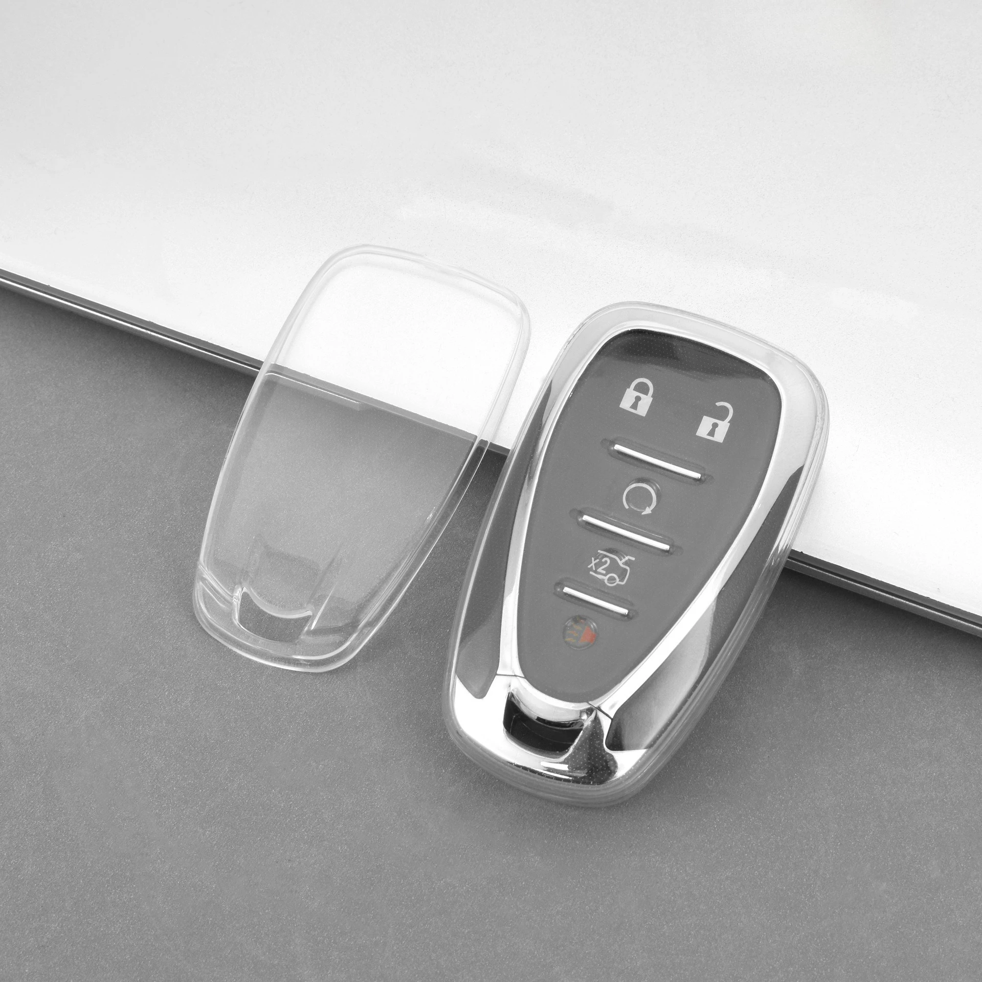 Transparente TPU-Schlüsselanhängerhülle passend für Chevy Blazer, Malibu XL, Camaro, Equinox 3/4/5-Tasten-Smartkey. – Detail 5