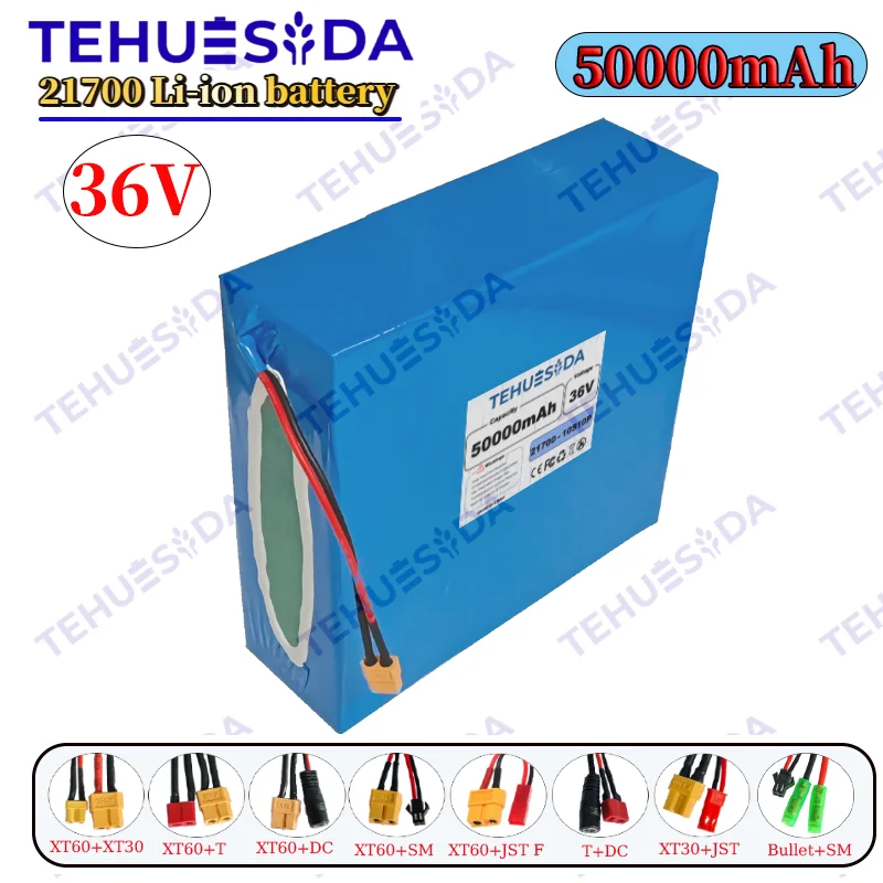 36V 50Ah 21700 Lithium Battery Pack 10S10P  High Power BMS Intelligent Protection Suitable for Electric Scooters and Power Tools
