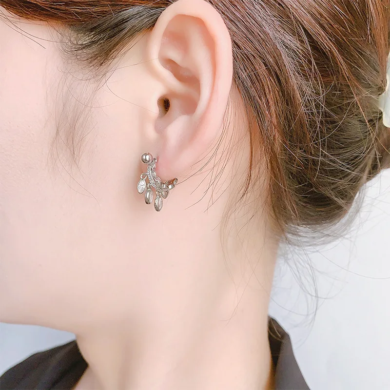 Korean Fashion Crystal Tassel Pendant Earrings For Womem Mujer Fashion Vintage Rhinestone Water Droplet Earrings Casual Jewelry