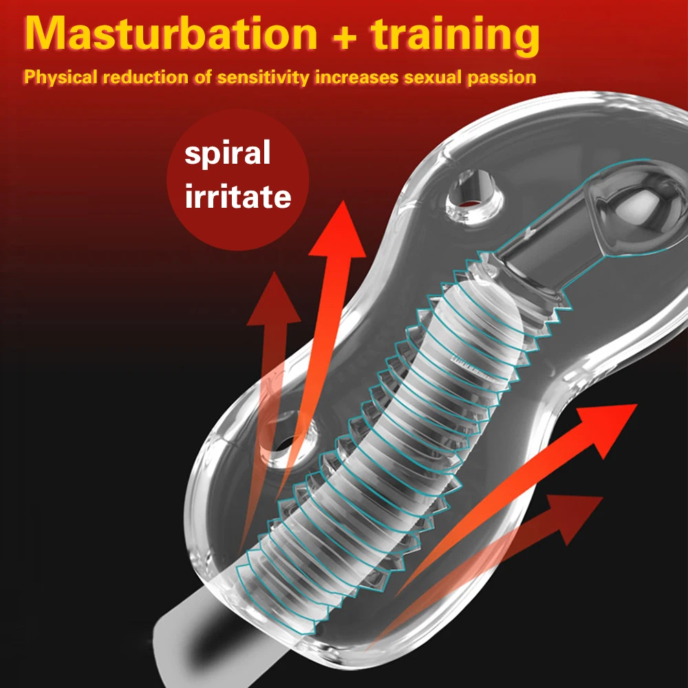 Hand Held Transparent Masturbator Realistic Vagina Blowjobs Deep Throat Stimulator For Men Dick Glans Trainer Massager Sex Toys