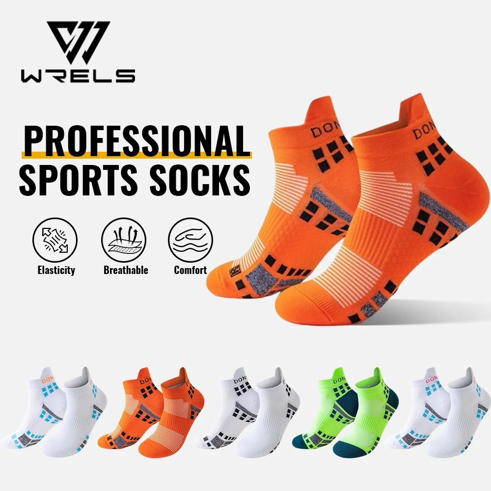 WRELS Laufsportsocken, kurze Röhre, rutschfest, niedrig geschnitten, Freizeitsocken, schweißabsorbierend, atmungsaktiv, Knöchelsocken, Basketballtraining