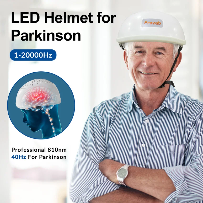 Photobiomodulation Infrared 810nm Brain Stimulation Therapy Helmet for Parkinson Stroke Alzheimer Anxiety 1-20000Hz Adjustable