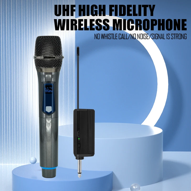 Wireless Microphone 2 Channels UHF Professional Handheld Mic Micphone For Party Karaoke Church Show Meeting（Battery not included