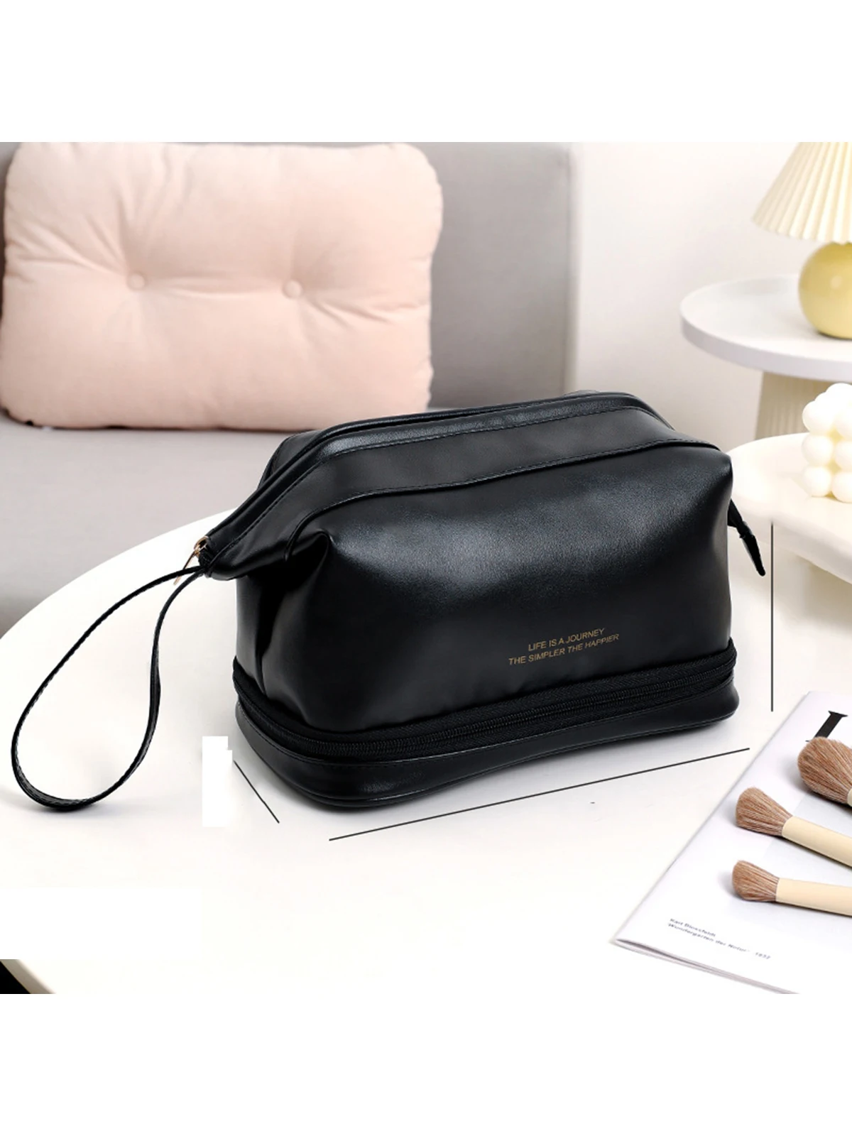 Doppels ch ichten schwarze Mesh Kosmetik tasche Reise tragbare große Kapazität Make-up Fall Organizer Aufbewahrung beutel Reiß verschluss Kultur beutel – Detail 21