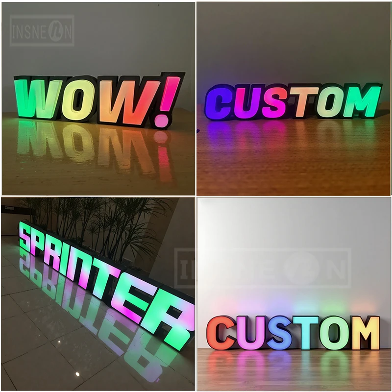Led شعار العلامة التجارية الفاخرة تسجيل الأعمال مخصص RGB المعادن تسجيل الجدار في الهواء الطلق ضوء المعادن المرآب دي مطعم النيون مضيئة رسائل