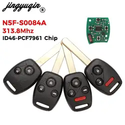 Jingyuqin 2/3/4 Bottoni Per Honda Civic EX Si 2006 - 2013 Chiave A Distanza Dell'automobile Fob 313.8Mhz STREAM ID46 PCF7961 Chip N5F-S0084A