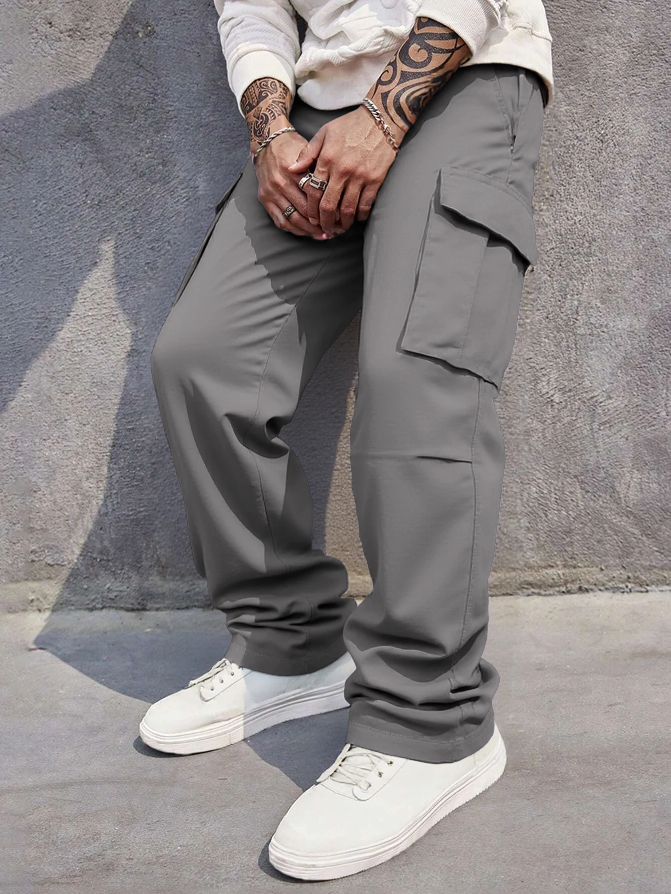 3D Pockets, Street-bombing Workwear, Trendy Functional Lacing, Loose-fitting Casual Pants, Men's Straight-cut Fashion