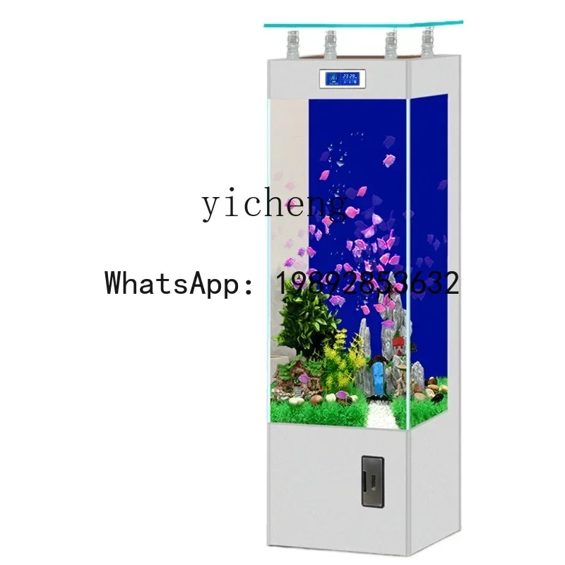 

CF ultra-white glass smart square household goldfish tank, small and medium vertical water-free aquarium in the living room