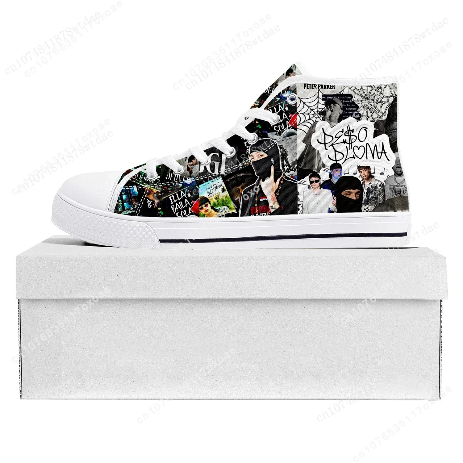 Peso Pluma Singer High Top Sneakers Ella Baila Sola Mens Womens Canvas Sneaker Casual Custom Made Shoes Customize Shoe