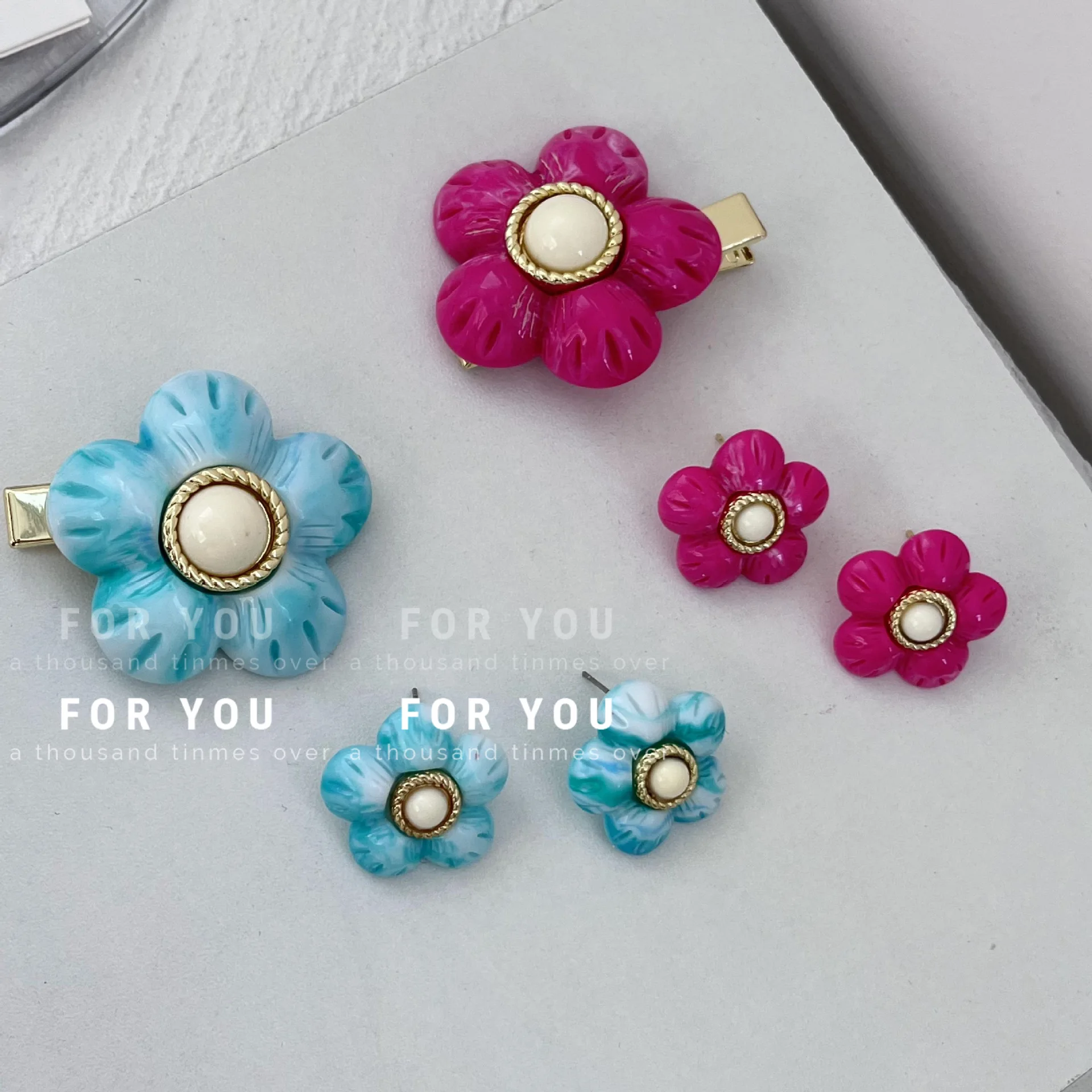 New French style retro elegant imitation jade style three-dimensional flower flower color dizzy design stud tide Free shipping