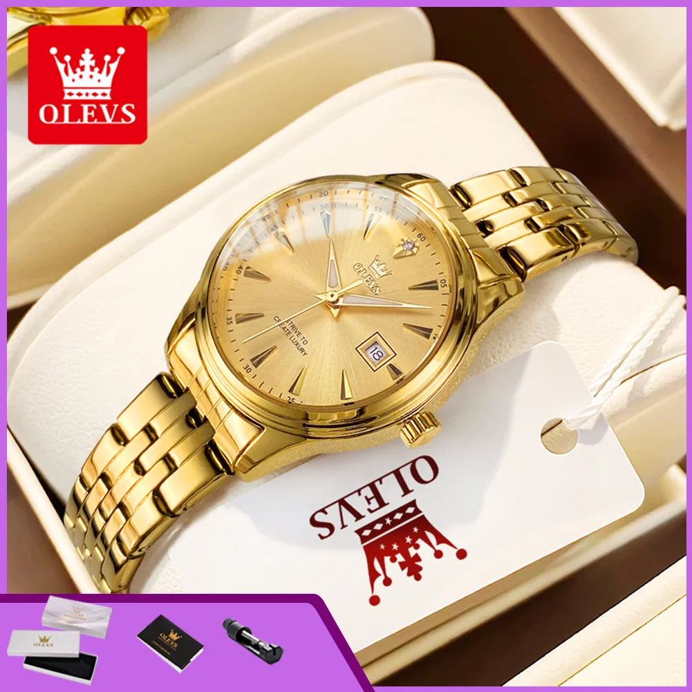 OLEVS 5598 Luxury Women's Quartz Watches Stainless Steel Waterproof Calendar Luminous Elegant Ladies Dresses Wristwatch