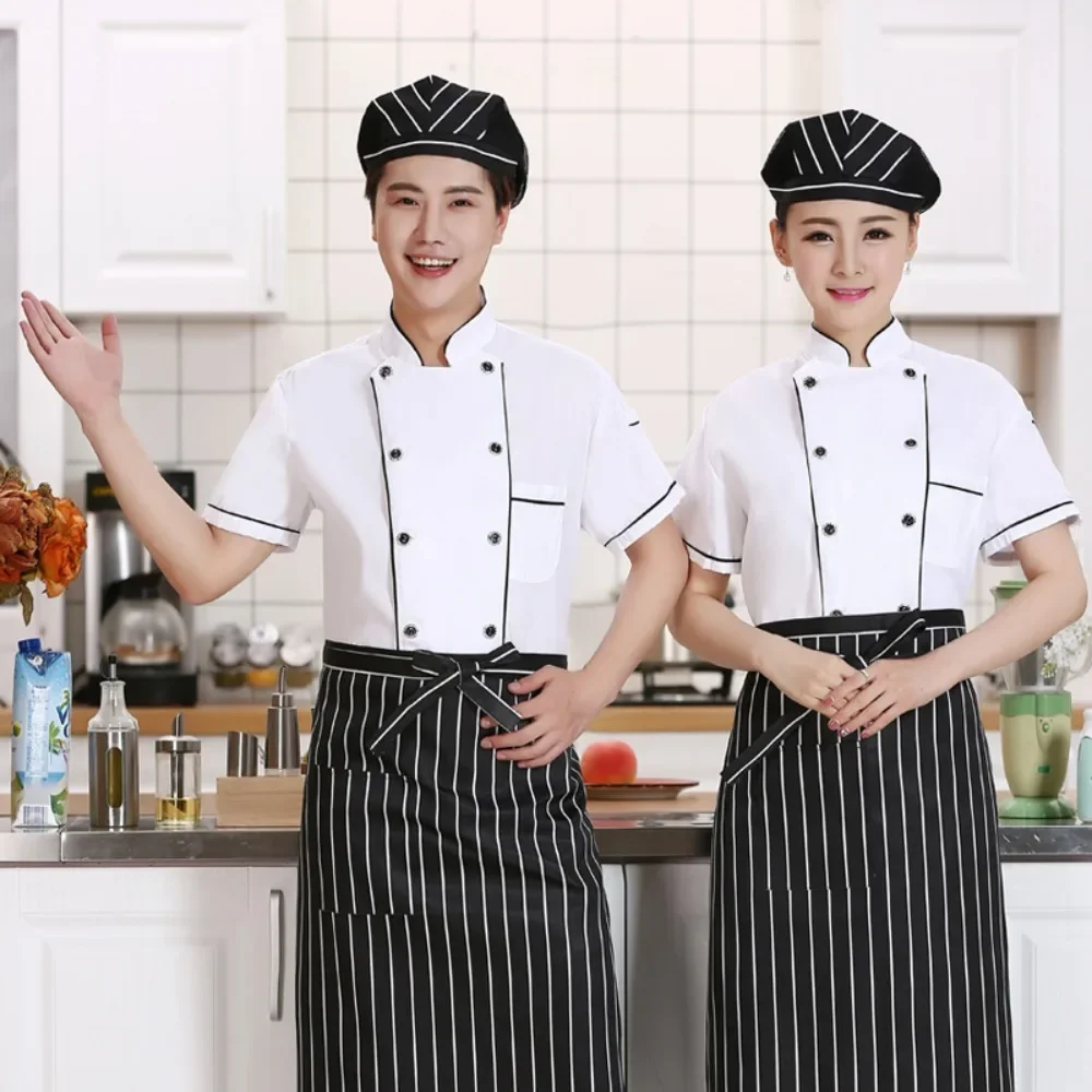 Short-Sleeved Summer Chef Uniforms - Unisex Workwear for Restaurants, Bakeries, Kindergartens & Kitchens