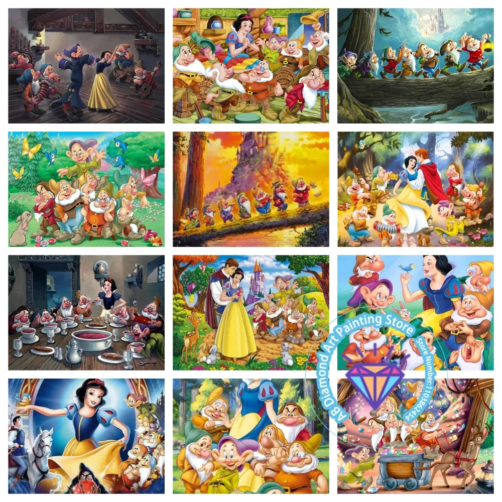 

Snow White Seven Dwarfs AB Diamond Painting Kit Square Round Diamond 5D DIY Mosaic Handmade Art Adult Exquisite Gift Home Decor