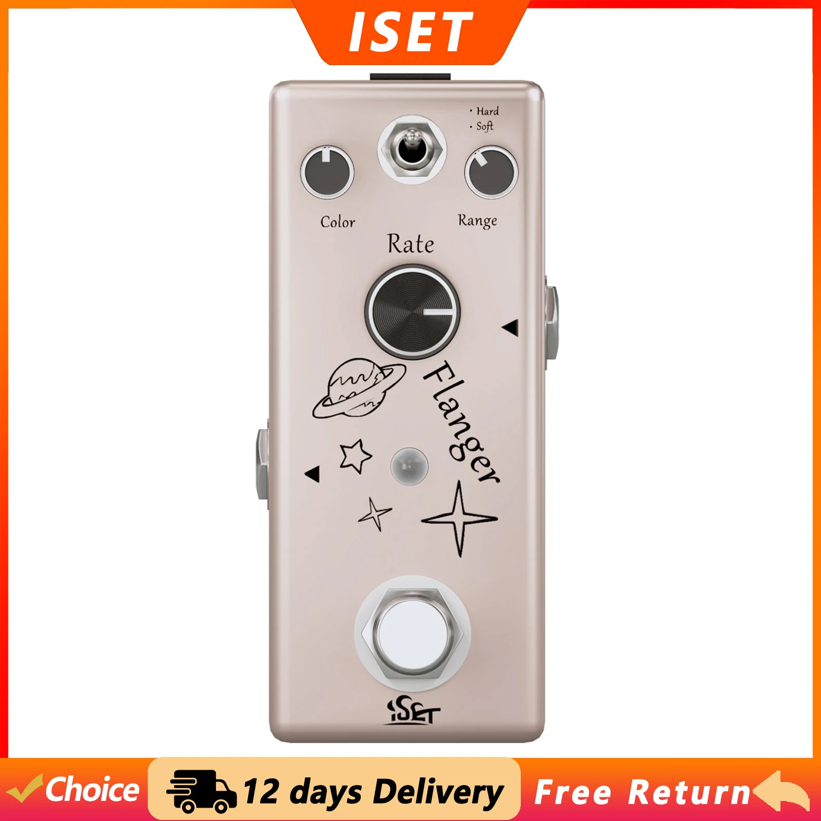 ISET PD-5 Gitarren-Analog-Flanger-Effektpedal 2 Modi Farbe/Bereich True Bypass Metallgehäuse Gitarrenpedal E-Gitarren-Bass-Teile