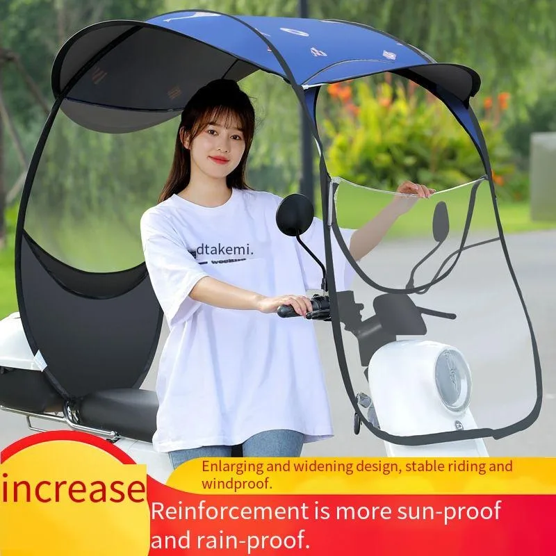 

2025 New E-Motorcycle Canopy - 600D Heavy Duty UPF50+ Weatherproof, Quick-Release Black