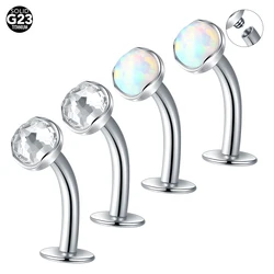 1PC G23 Titanium 14G Convex Base CZ Floating Belly Button Rings Opal Curved Barbell Navel Bar Piercings Sexy Women Jewelry Gift