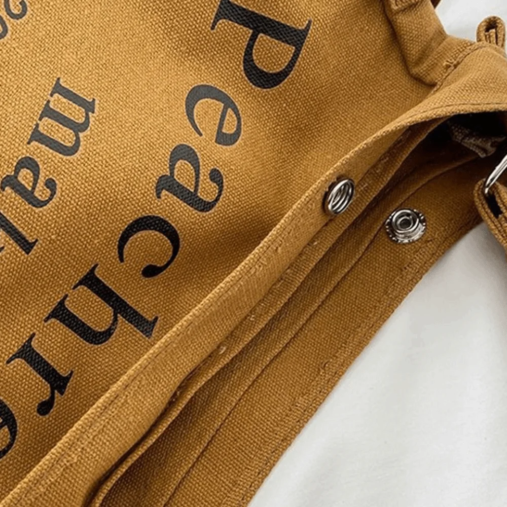 

Холщовая сумка большой емкости с буквенным принтом, студенческая сумка через плечо с квадратным принтом, универсальная простая сумка в корейском стиле для девочек