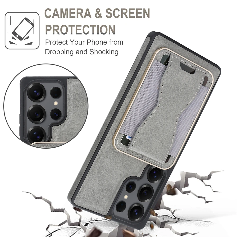 Skórzane etui z odłączanym magnetycznym uchwytem na karty Samsung Galaxy S25 S26 S24 S23 S22 Ultra Plus z obsługą Magsafe, odporne na wstrząsy. — zdjęcie produktu 2