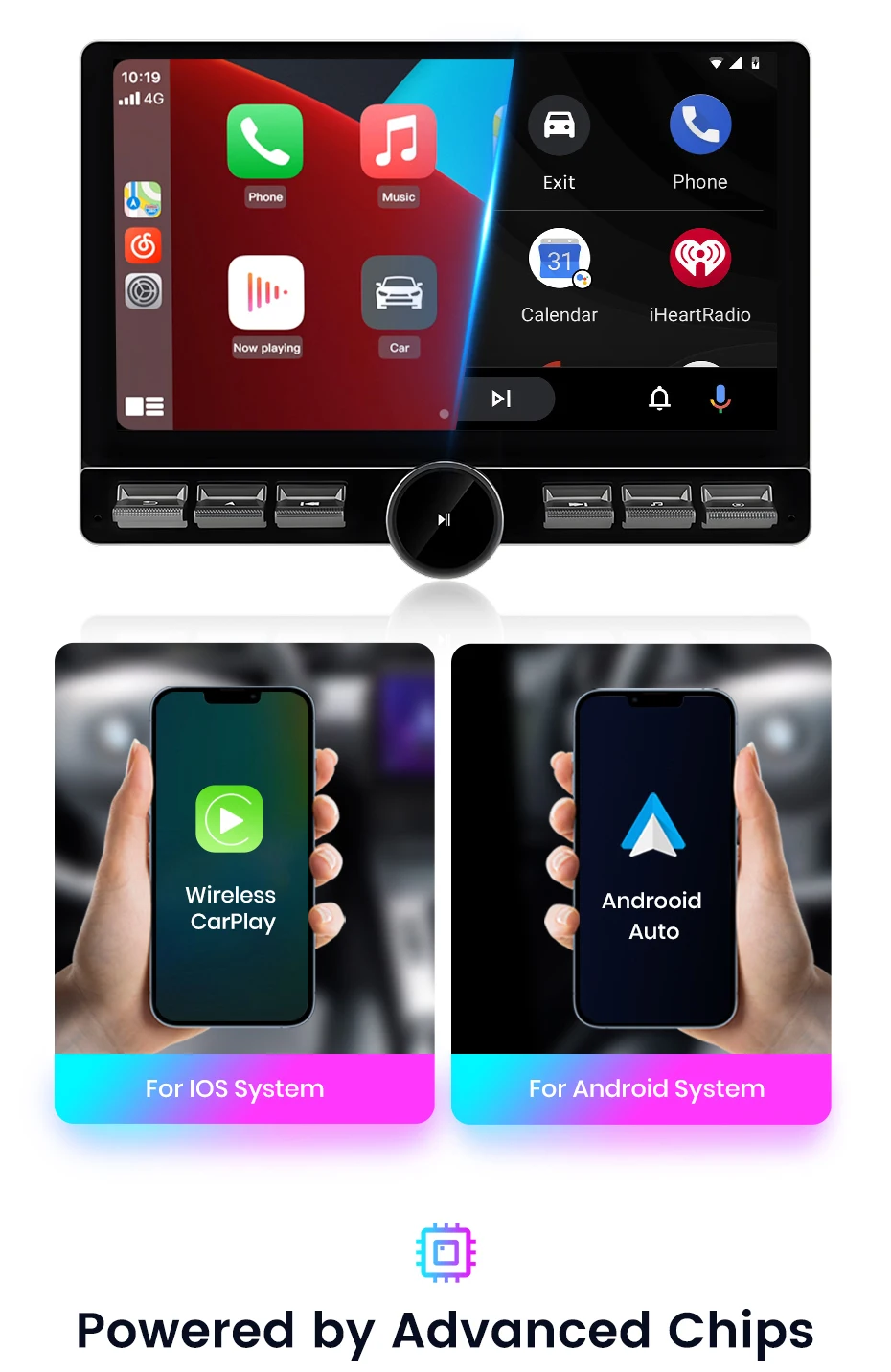 Junsun 10 Zoll drehbarer IPS-Touchscreen 1 Din Universal Wireless für Apple Carplay Android Auto Autoradio Androidauto Stereo Multimedia-Videoplayer Smart Intelligent Systems GPS-Navigation Head Unit Autoradio WIFI BT 4G WIFI FM AM DSP RDS SWC – Detail 9