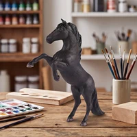 Realistic Black Horse Figurine for Girls and Boys 4x6 Inch Rearing Horse Art Figurine Pony Figurine for Desk Bookshelf Cabinet 5