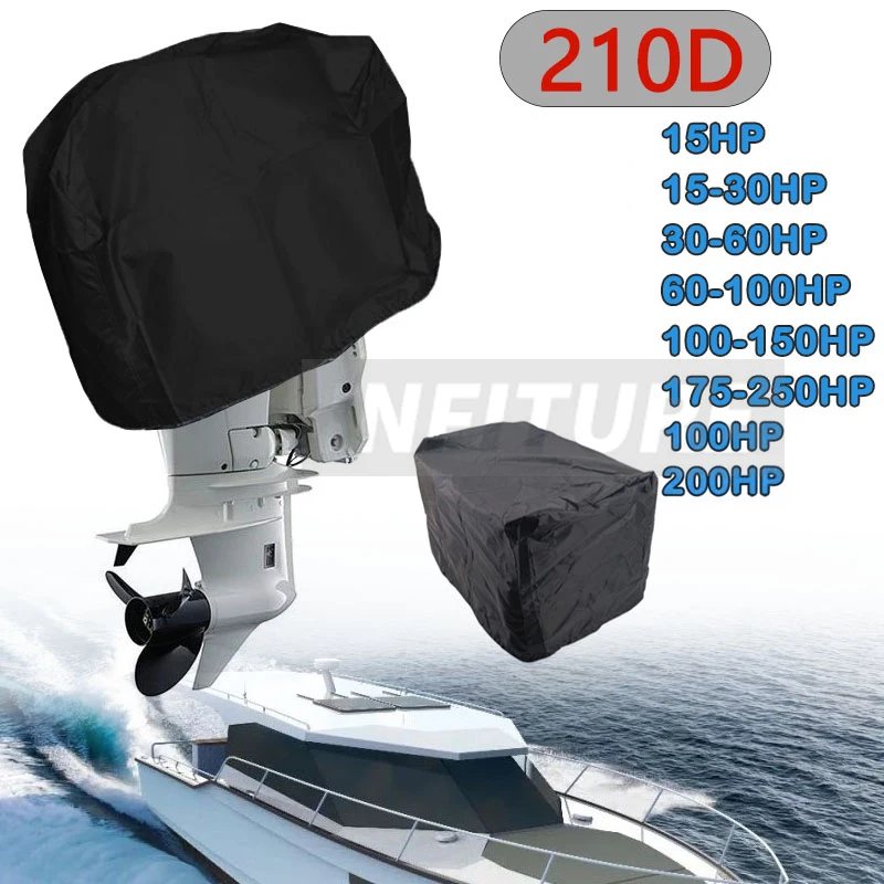 15-250HP 210D Oxford Waterproof Yacht Half Outboard Motor Engine Boat Cover Anti UV Dustproof Cover Marine Engine Protector