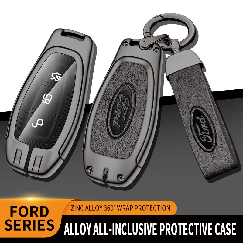 Funda de cuero y Metal para llave remota de coche, funda de silicona para Ford Puma Grand C Max Focus Mondeo Kuga Fiesta Ecosport Transit Kuga