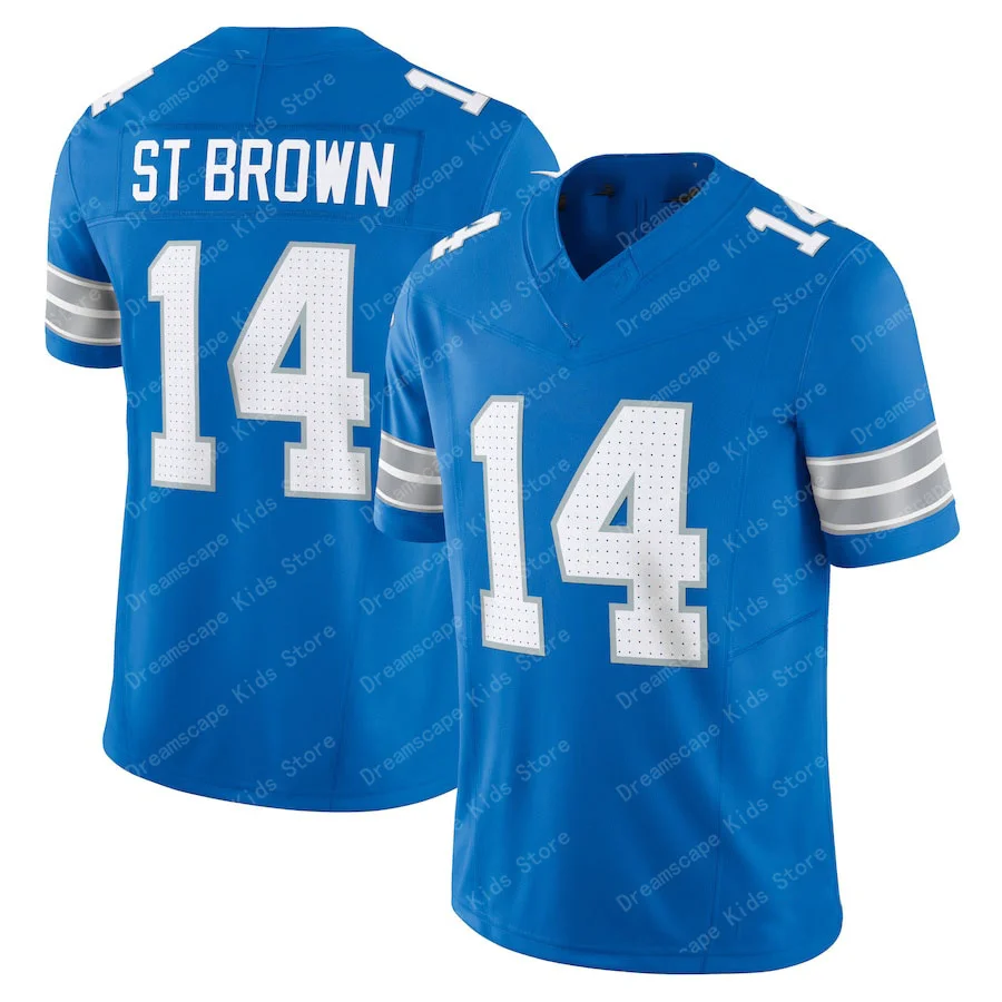 25 New Arriavl Summer Men T-shirt Amon-Ra St. Brown Detroit Lions No.14 Quick Drying Women Men T-Shirt Adult KID Jersey Kit Top