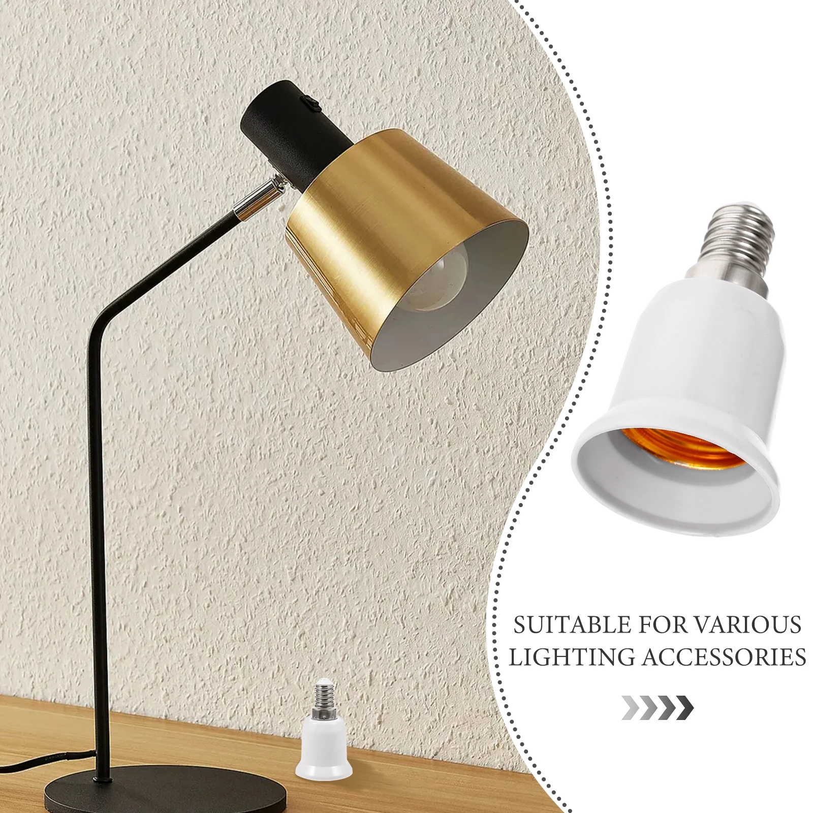 

E14 To E27 Light Bulb Base Adapter Socket Converter For Indoor Lamp Holders Durable Plastic Plug-In No Tools Needed Brighter