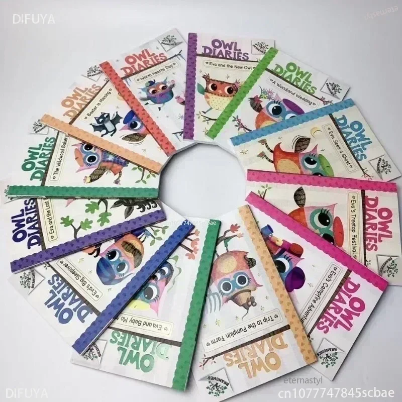 17 كتابًا/مجموعة مذكرات البومة الإنجليزية كتاب صور للأطفال التعليم المبكر الطفولة تعلم الكتابة مذكرات الفتيات سن 6-12 سنوات كتب