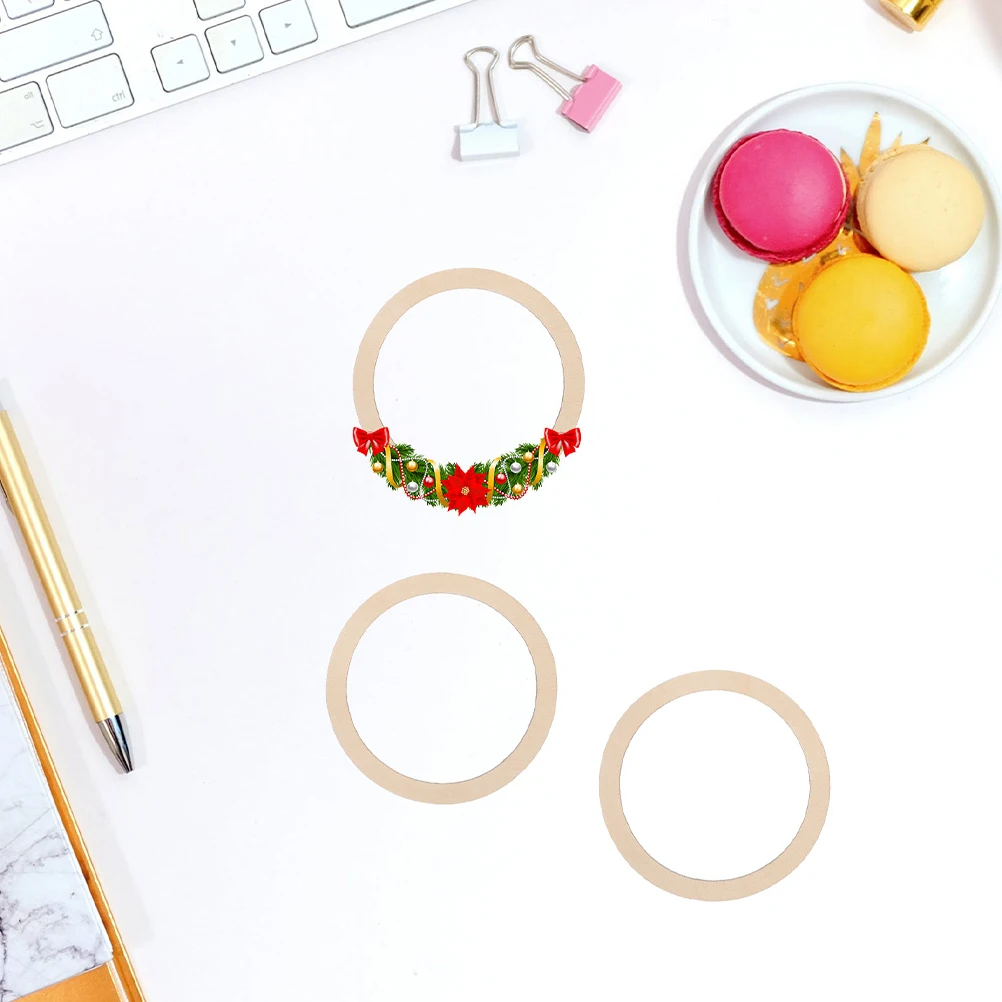 

100pcs Wood Chips Accessories 6CM Beige DIY Wreath Ring Craft Supplies Dream Catcher Hoops Sewing Tools Wooden Circles