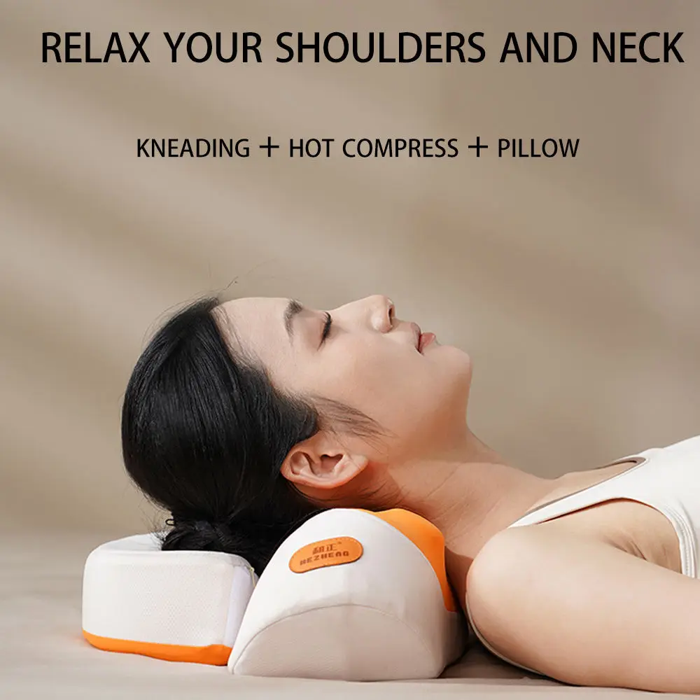 

New Deign Neck Shoulder Massage Pillow Heating Kneading Cervical Vertebrae Massage Device for Sleeping Rest