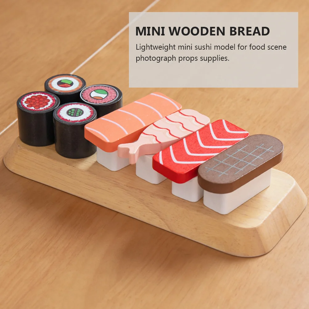 1Set Mini Sushi Ornament Colorful Wooden Breakfast Decor for Kitchen Scene Photography Props Lightweight Simulation Food Play