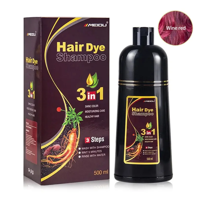 7 kleuren 3-in-1 snelle haarverfshampoo Instant Coloring Shampoo Grijs Wit Cover Natuurlijke plantaardige snelle kleurstof Langdurige kleurstofshampoo