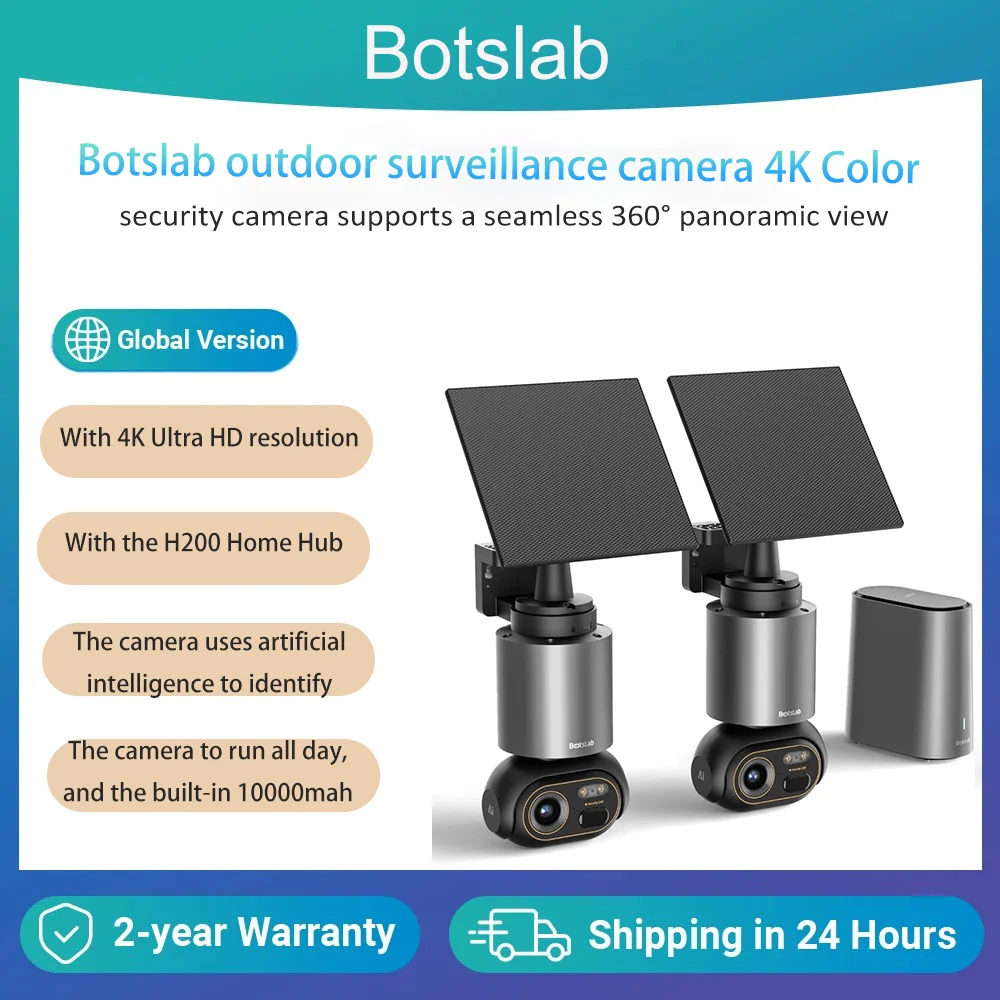 

Botslab outdoor 4K AI Solar WiFi camera Color Night Vision System power by GPT shipping from EU US CA