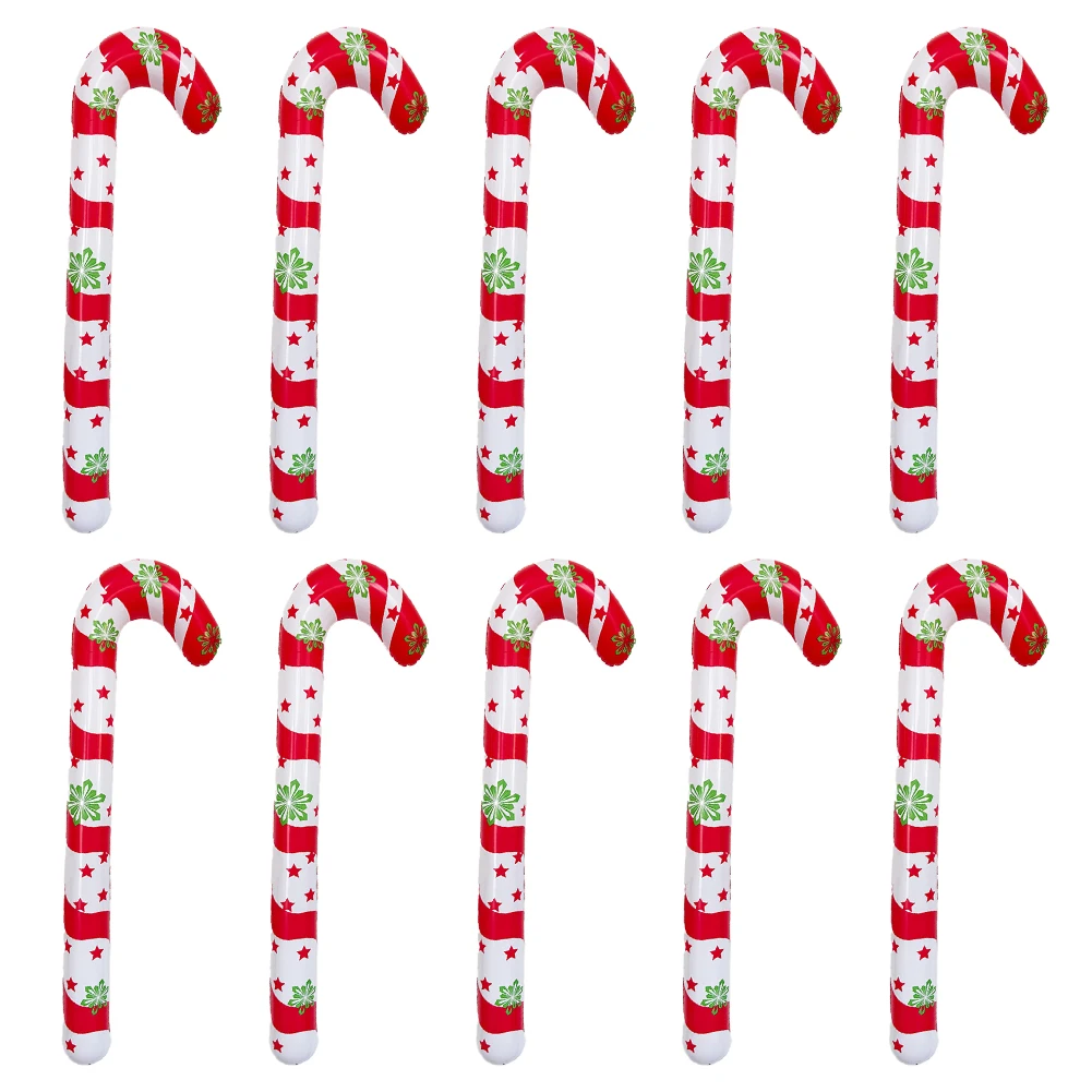 Decorative Inflatable Candy Cane Set with 10 Pieces Perfectly Suitable For Enhancing Your Christmas Atmosphere Outdoors