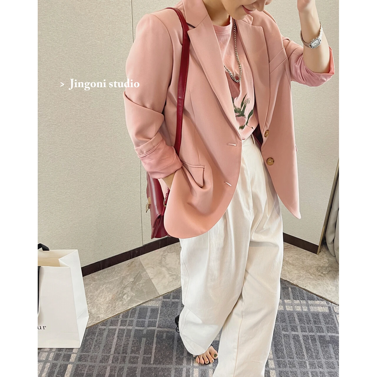 Blazers Top Women Jacket Y2k 2023 New Pink Cropped Korean Vintage Clothing Oem Outerwear Coat Suit Luxury Chic Trench Classic