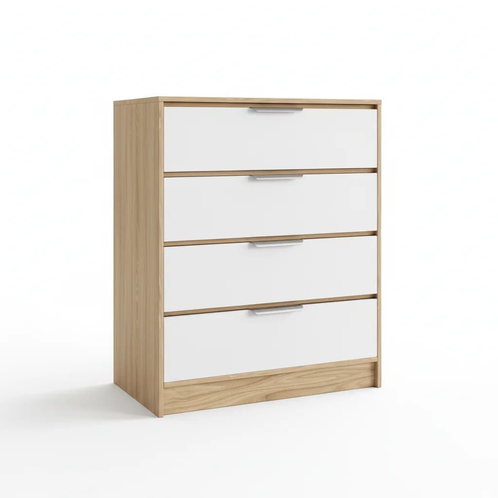 xx-Pretty White Chest of 4 Drawers Wood Storage Cabinet for Bedroom Living Room & Apartment*