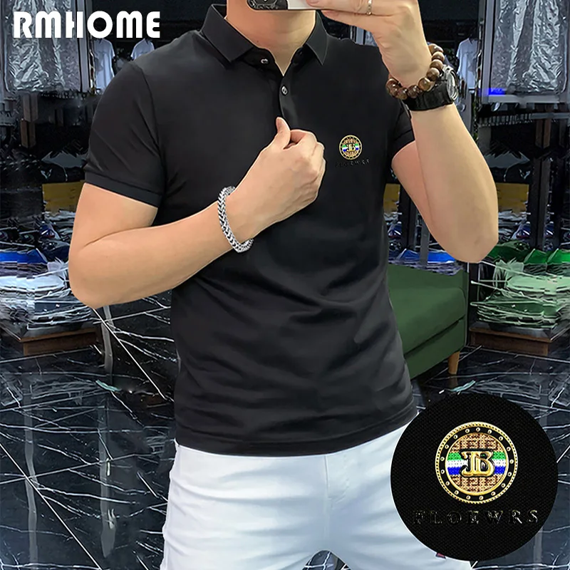 2023 New Polo T-shirt Men\'s Lapel Short Sleeve Business Casual Modern Stylish Multicolor Male Tees Slim Comfortable Clothing 4XL