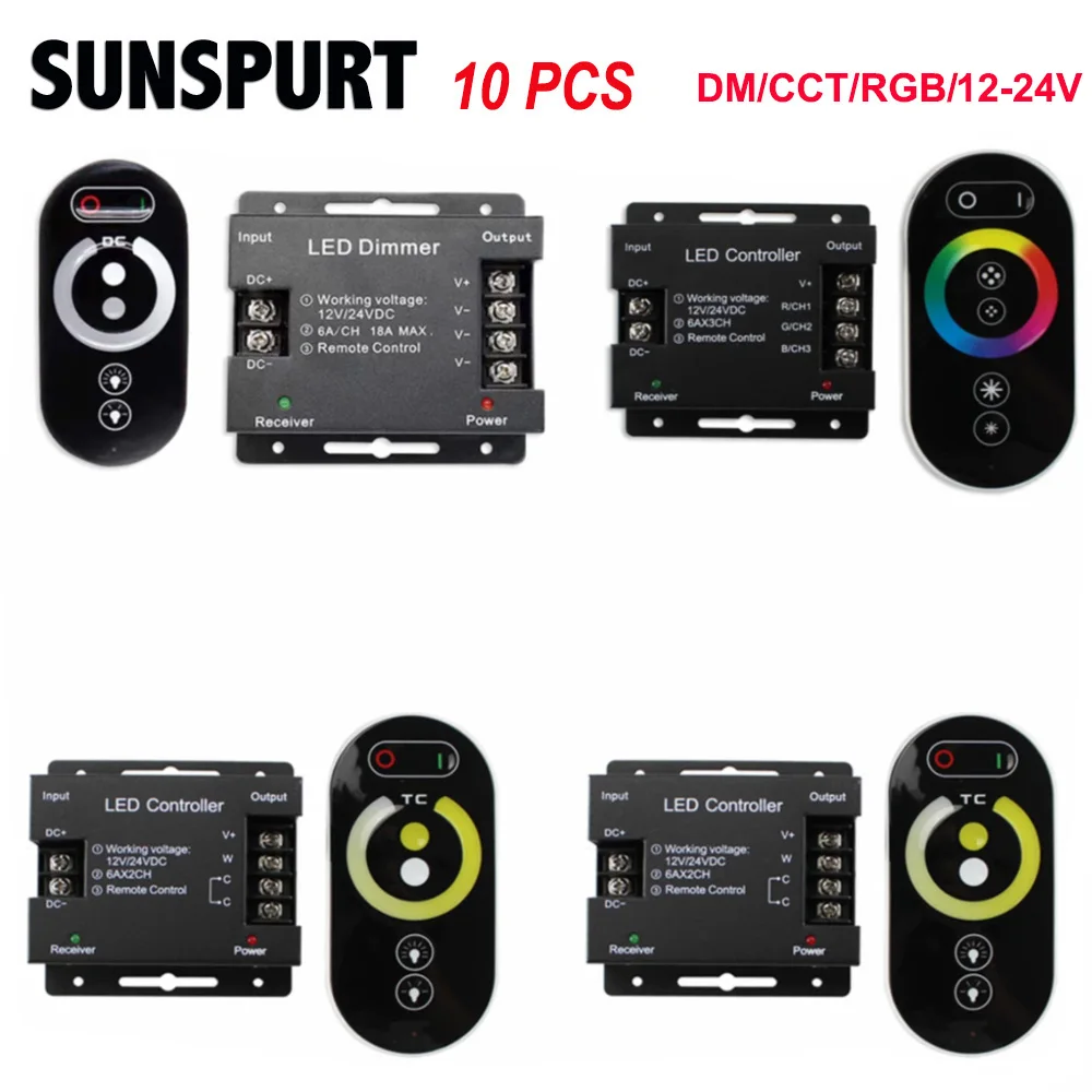 

RGB LED Controller 18A RF Remote Wireless Control Touch Dimmer For 5050 2835 3528 5630 SMD RGB LED Strip Light DC12-24V