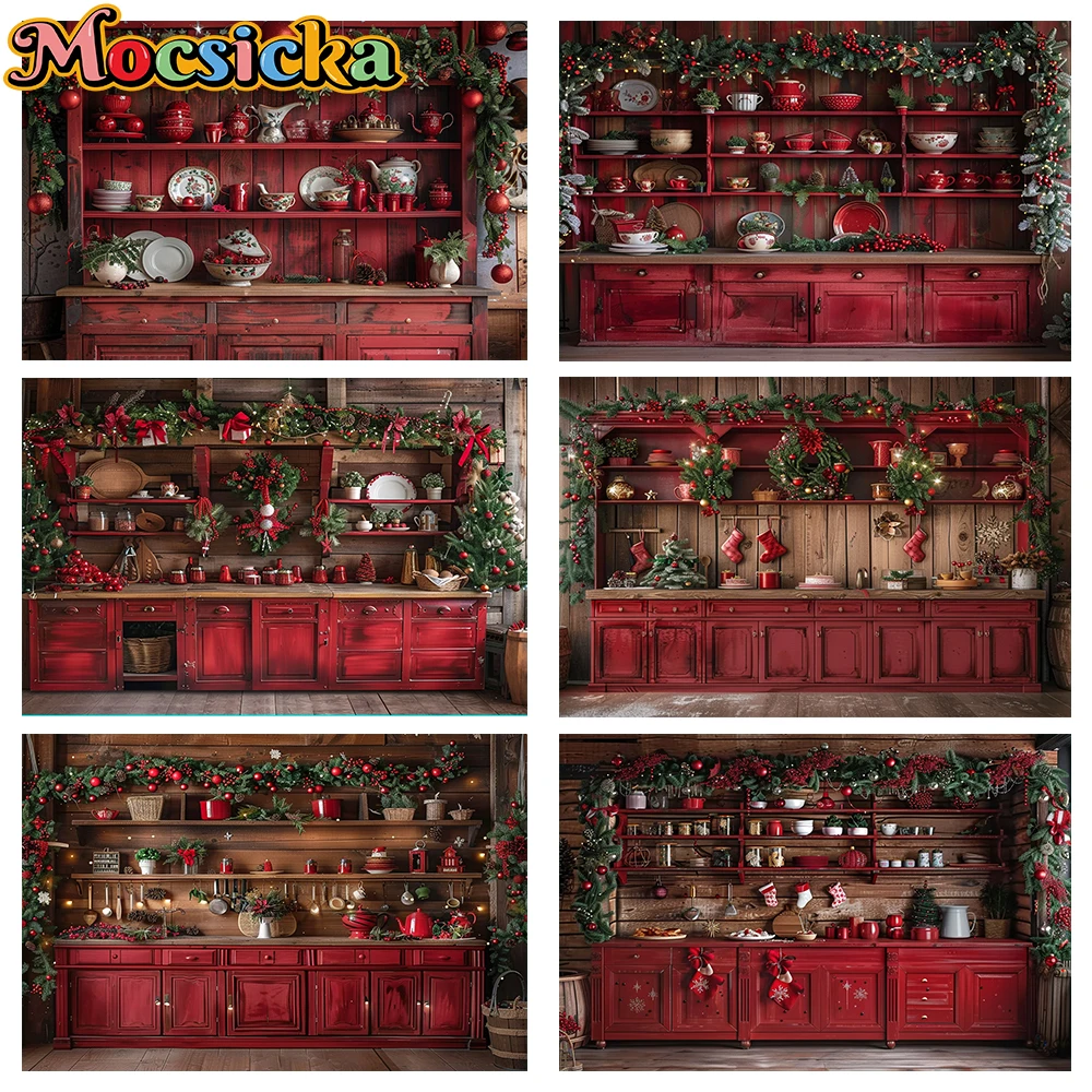 

Mocsicka Winter Christmas Photography Background Xmas Wreath Closet Holiday Party Family Photo Backdrops Studio