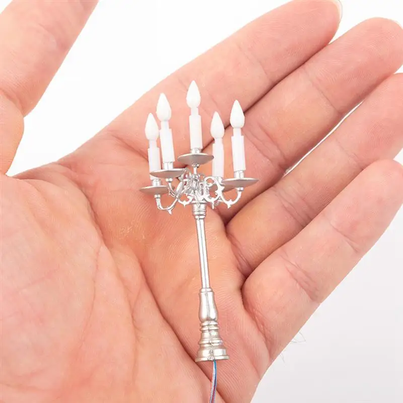 5 Stuks 1:87 Schaal Miniatuur Kandelaars Poppenhuis Miniatuur Elektrische Lamp Kandelaar Poppenhuis Decoratie Accessoires