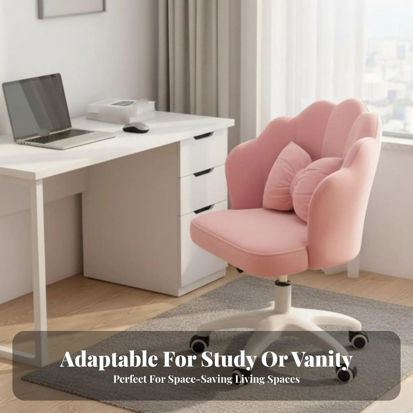 rear-task-chair-floral-shaped-rear-rest-rotate-barrel-chair-space-saving-design-easy-to-clean-for-girls-women-dormitory