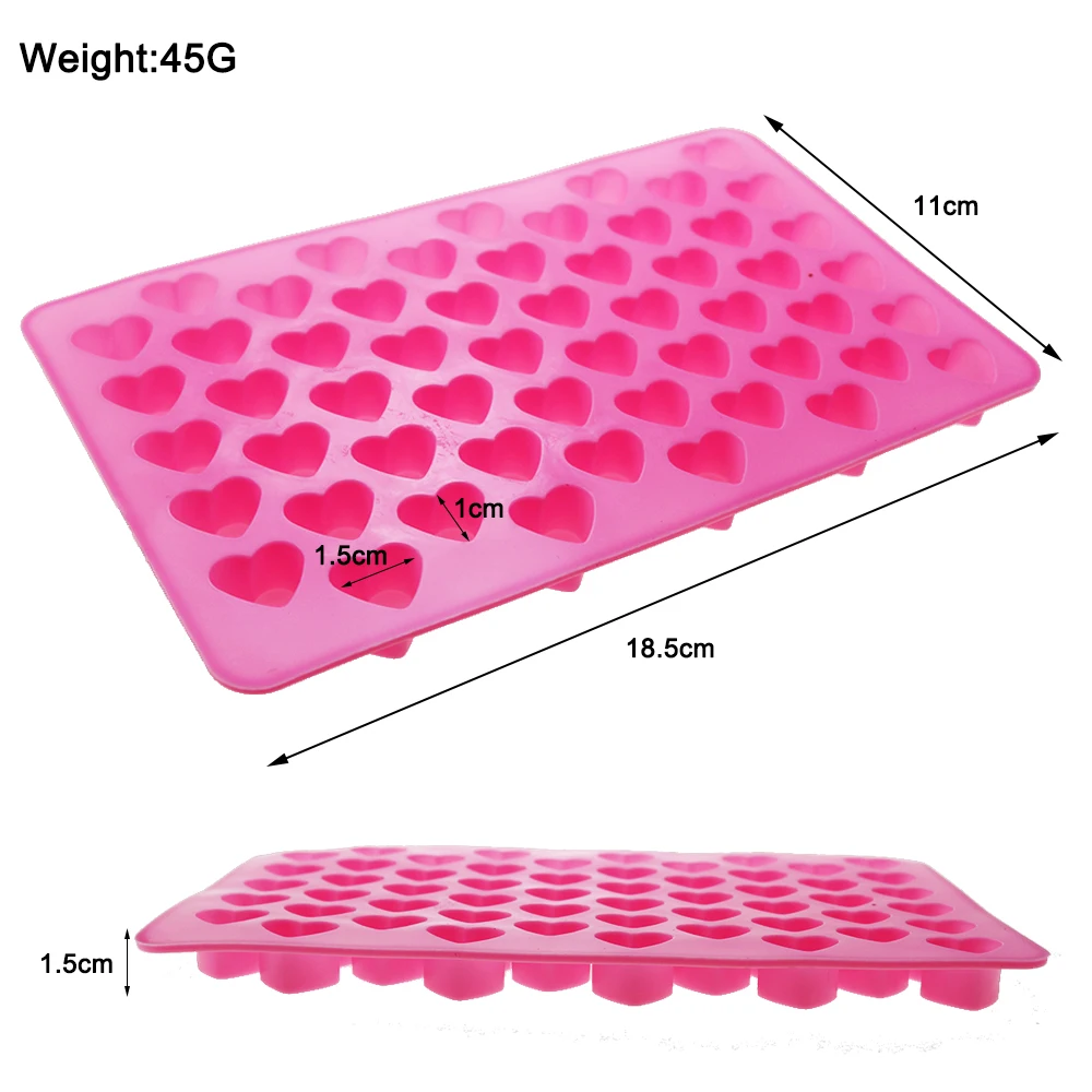 1Pc 55 Holes Love Heart Shaped Soft Silicone Chocolate Mold For Jelly Ice Cube Tray Mould Kitchen Baking Tool Easy Demoulding