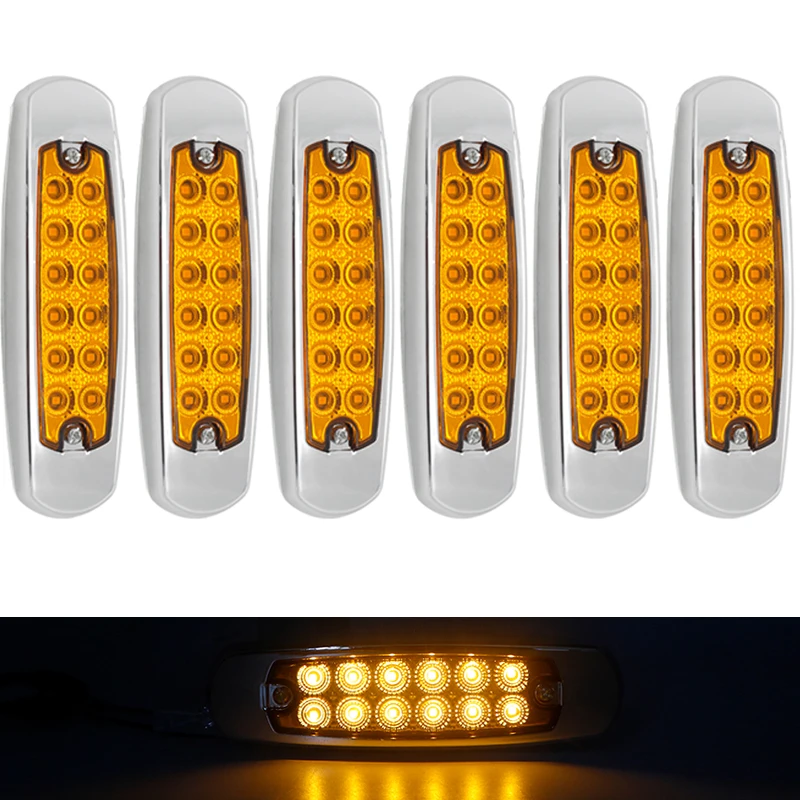 6pcs 12V 24V 12 LED Car Trucks LED Side Marker Lights For Truck Trailer Lorry Caravan Bus Van Boat Waterproof Clearance Light